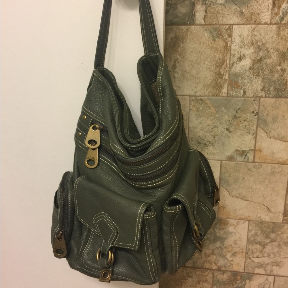 Marc Jacobs Olive Green Pebbled Leather Hobo
